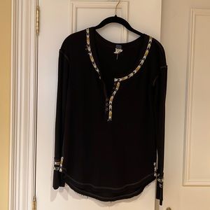 Free People light thermal black long sleeve size small